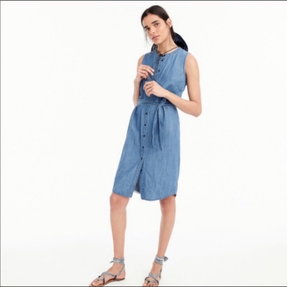 J.Crew sleeveless chambray shirt dress, size XS